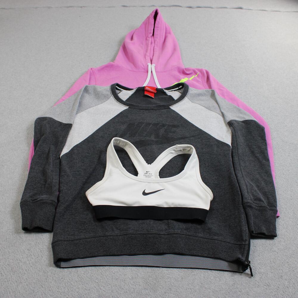 Nike Hoodie Sweatshirt Sports Bra Women XS Pink Gray Dri-FIT Lot X3 Gym Sports